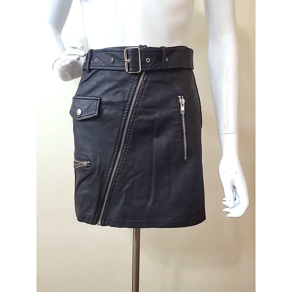 Seek The Label Faux Leather Black Mini Skirt Womens Size XS